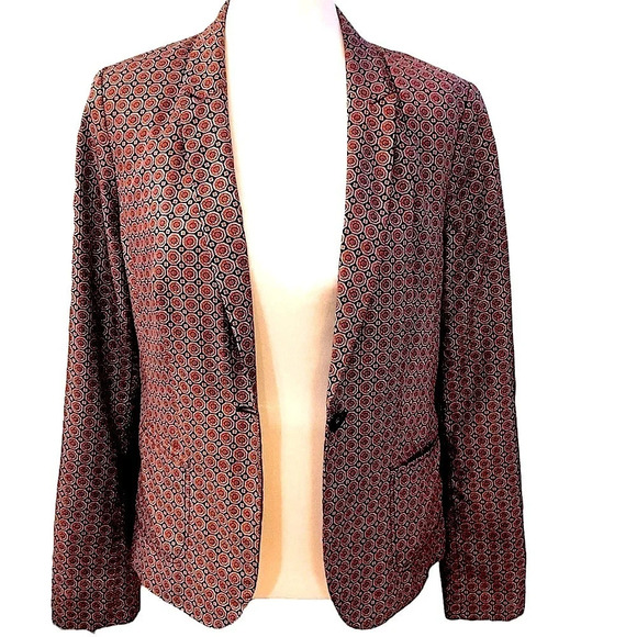 The Limited Vintage Medallion Print Blazer Jacket Satin Feel with Pockets Medium - Picture 5 of 16